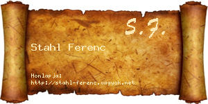 Stahl Ferenc névjegykártya